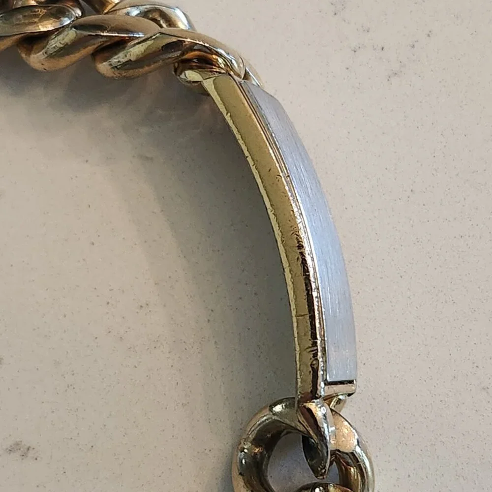 Vintage Speidel USA ID Bracelet Cuban Chain Gold Tone